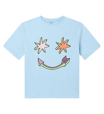 Stella McCartney Kids Stuttermabolur - Ljósblátt M. Stjörnur