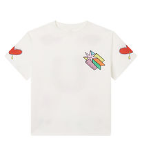 Stella McCartney Kids Stuttermabolur - Ivory M. Prentað