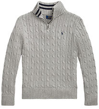 Polo Ralph Lauren Tröja m. Dragkedja - Stickad - Gråmelerad