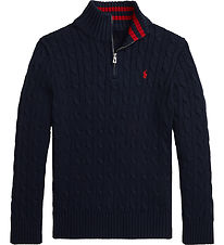 Polo Ralph Lauren Blouse w. Zipper - Knitted - Navy