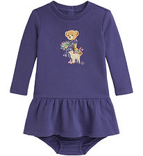 Polo Ralph Lauren Sweatkleid m. Bloomers - Lila m. Kuscheltier