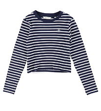 GANT Bluse - Kurz geschnitten - Rib - Evening Blue/Weiß gestreif