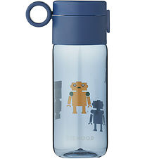 Liewood Water Bottle - Clemence - 350 mL - Robots/Indigo Blue