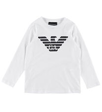 Emporio Armani Blouse - White/Navy w. Logo