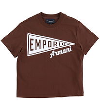 Emporio Armani Stuttermabolur - Síkóríukaffi/Hvítt