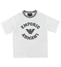Emporio Armani Stuttermabolur - Hvítt/grátt