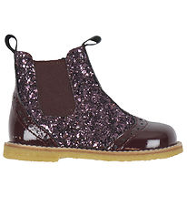 Angulus Stígvél - Chelsea - Aubergine M. Glitter