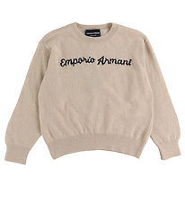Emporio Armani Bluse - Polyamid/Wolle - Beige Meliert m. Schwarz
