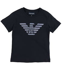 Emporio Armani T-Shirt - Schwarz m. Logo/Glitzer