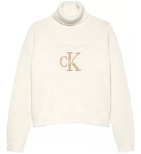 Calvin Klein Bluse - Strick - Monologo-Rollkragen - Ivory
