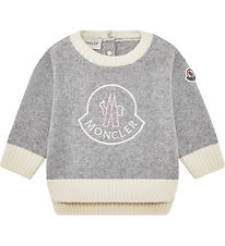 Moncler Blouse - Wool - Grey Melange/Cream w. Logo