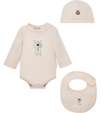 Moncler Set - Beanie/Teething Bib/Bodysuit l/s - Light Pink w. S