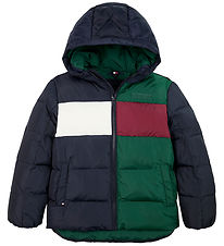 Tommy Hilfiger Steppjacke - Farbblock - Ornamental Green/Rouge/B