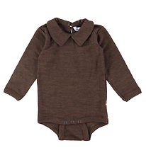 Joha Bodysuit L/æ - Wool - Collar - Dark Brown