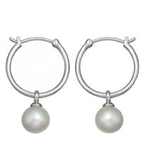 MillaVanilla Earrings - Bead Hoops - Silver