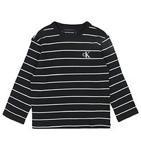 Calvin Klein T-skjorte - Rib - Stripete - CK Black/Whitecap Grå