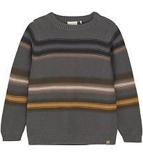 Minymo Blouse - Knitted - Gargoyle w. Stripes