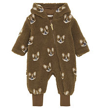 Minymo Fleece Suit - Teddy - Sepia w. Animals