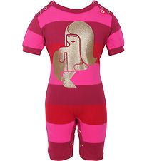 Danefæ Summer Romper - Pink Striped w. Gold Mermaid