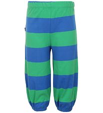 Danef Pantalon en Coton - Vert/Bleu Rayures