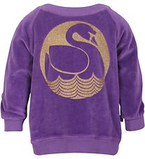 Danef Velvet Sweatshirt - Purple w. Gold Swan
