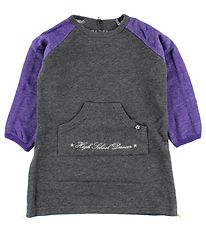 Papfar Sweat Dress - Grey Melange w. Purple/Gold