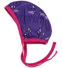 Småfolk Baby Hat - Wool/Cotton - Purple Melange w. Bambi