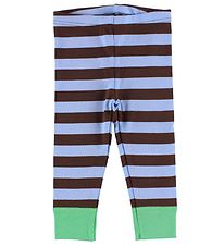 Katvig Leggings - Brúnt/Ljósblátt með röndum