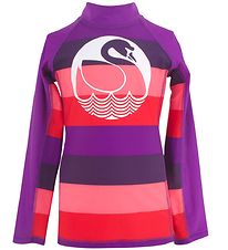 Danef Swim Top L/S - UV50+ - Purple/Pink w. Swan