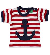 Freds World T-shirt - Red/White Striped w. Anchor