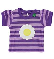 Freds World T-Shirt - Paars Gestreept m. Daisy