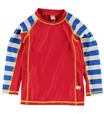 Katvig Classic Swim Top L/S - UV50+ - Red/Striped