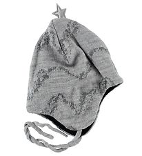 Reima Hat - Knitted - Skuren - Wool/Cotton - Light Grey w. Print