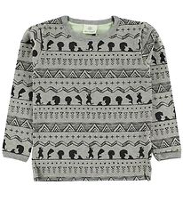 En Fant Pullover - Graumeliert meliert m. Schwarz Print