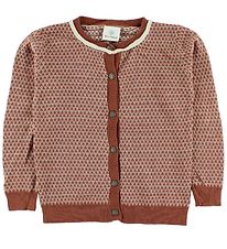 En Fant Knitted Cardigan - Burnt Red w. Pattern