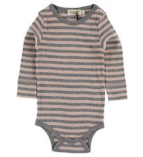 MarMar Bodysuit - L/S - Pink/Grey Striped