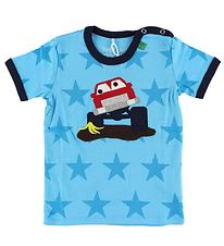 Freds World T-Shirt - Bleu Clair av. Rouge Voiture