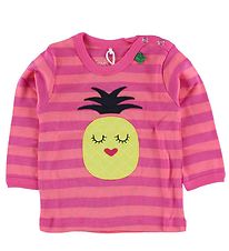 Freds World Blouse - Pink/Coral Striped w. Pineapple