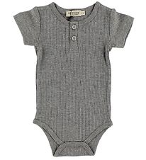 MarMar Romper - s/s - Rib - Modaal - Grijs Gevlekt