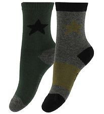 Molo Socken - 2er-Pack - Nitis - Graumeliert meliert/Grün