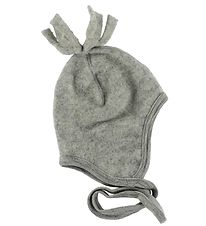 Engel Baby Hat w. Pom-Pom - Wool - Grey Melange