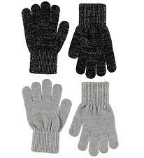 Melton Gloves - 2-pack - Grey/Black Glitter