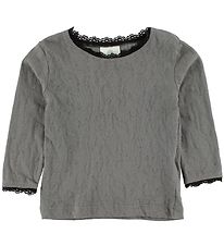 En Fant Pullover - Grau m. Lochmuster