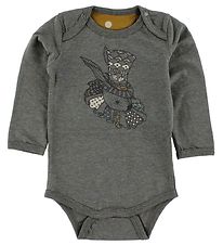 En Fant Bodysuit - L/S - Grey Melange w. Print