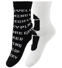 Molo Socks - 2-Pack - Norm - White/Black w. Text