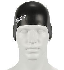 Speedo Swim Cap - Junior Plain Molded Silicone Cap - Black