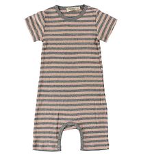 MarMar Zomerromper - Rib - Roze/Grijs Gestreept