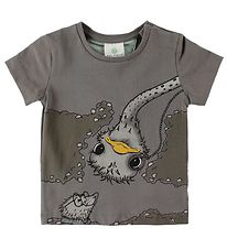 En Fant T-Shirt - Donkergrijs m. Struisvogel