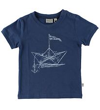 Wheat T-Shirt - Bleu av. Bateau en papier