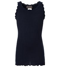 Rosemunde Top - Long - Silk/Cotton - Navy w. Lace